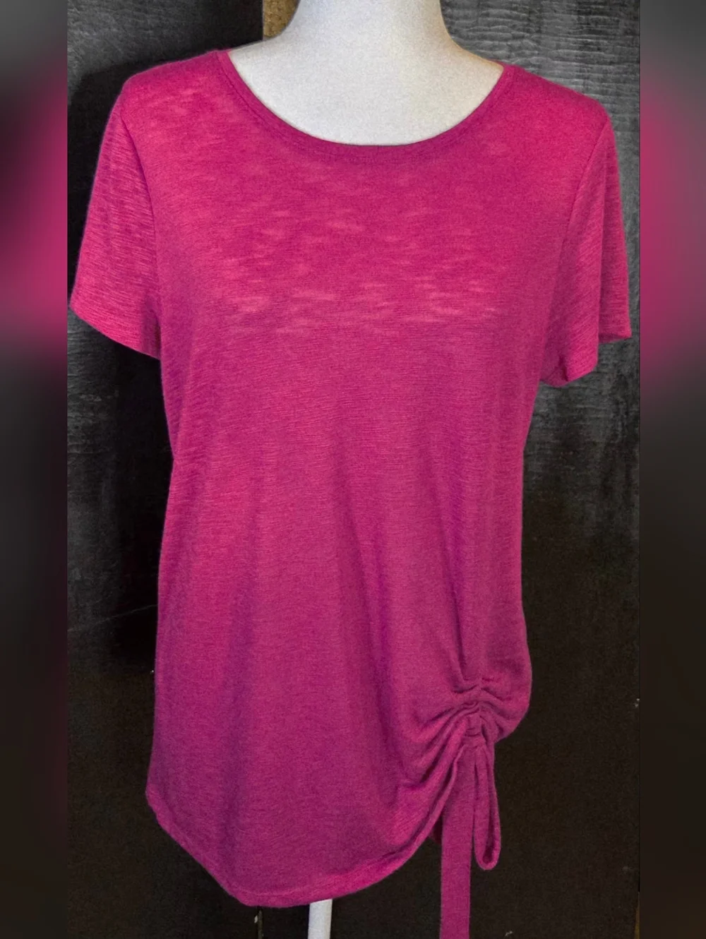 INC International Concepts Ruched Side Tie Tunic Top Pink - Large - Picture 2 of 12
